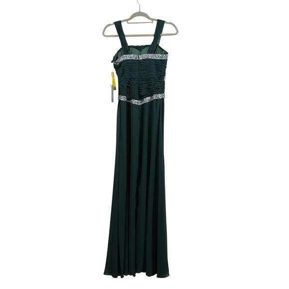 New Prom Formal Nox Anabel Green Sequin Rouched Maxi Dress Gown Juniors XS HOCO - Picture 11 of 16